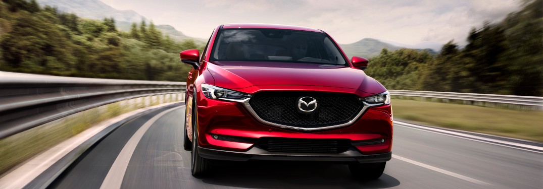 front view of a red 2021 Mazda CX-5