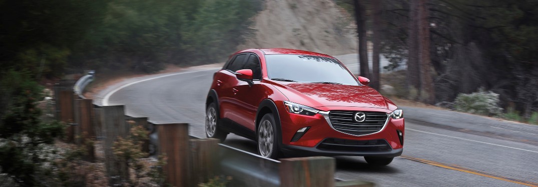 front view of a red 2021 Mazda CX-3