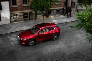 aerial view of a red 2021 Mazda CX-5