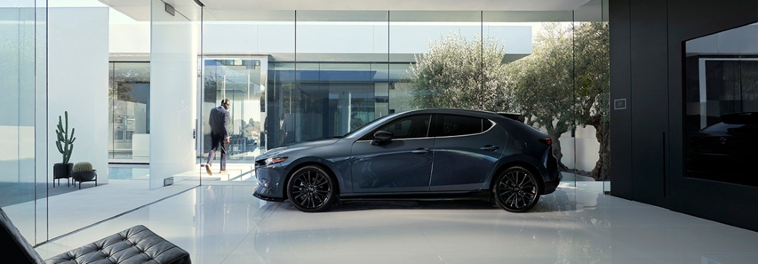 side view of a gray 2021 Mazda3