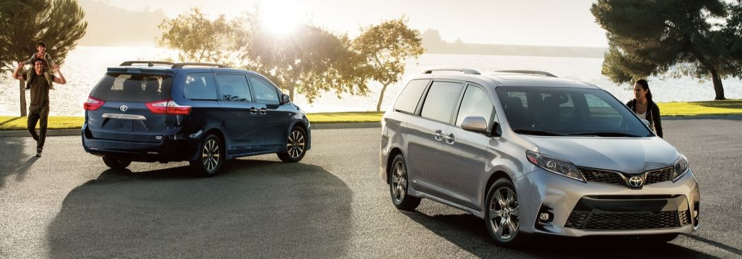 2020 Toyota Sienna Limited Premium AWD and SE Premium in front of lake