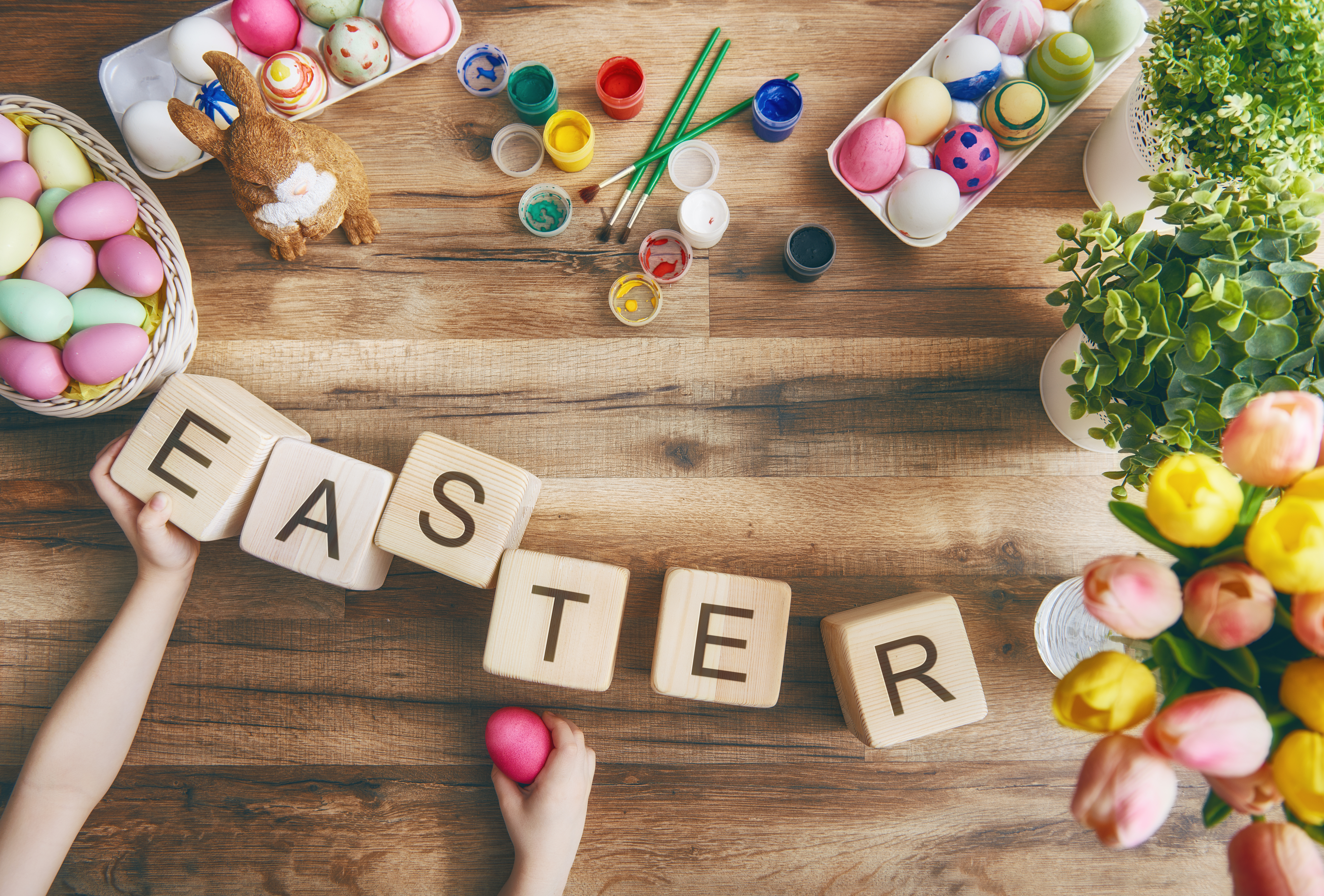Happy Easter painting featuring bright colors