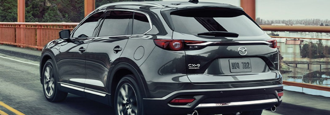2020 Mazda CX-9 driving down a bridge