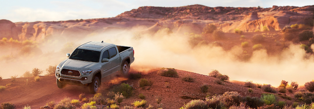 front and aerial view of gray 2018 toyota tacoma