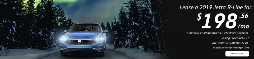 Blue 2019 Volkswagen Jetta R-Line and details of 2019 Jetta R-Line lease special