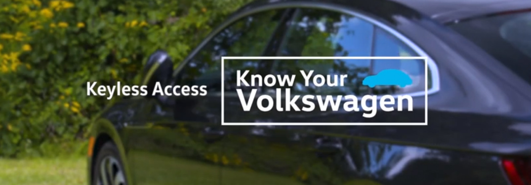 Keyless Access Know Your Volkswagen title and a dark blue Volkswagen sedan