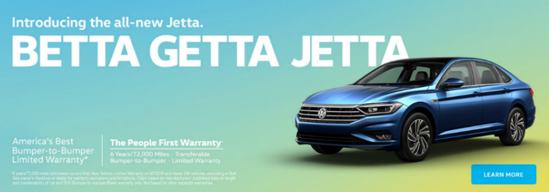 BETTA GETTA JETTA Heading and Blue 2019 VW Jetta