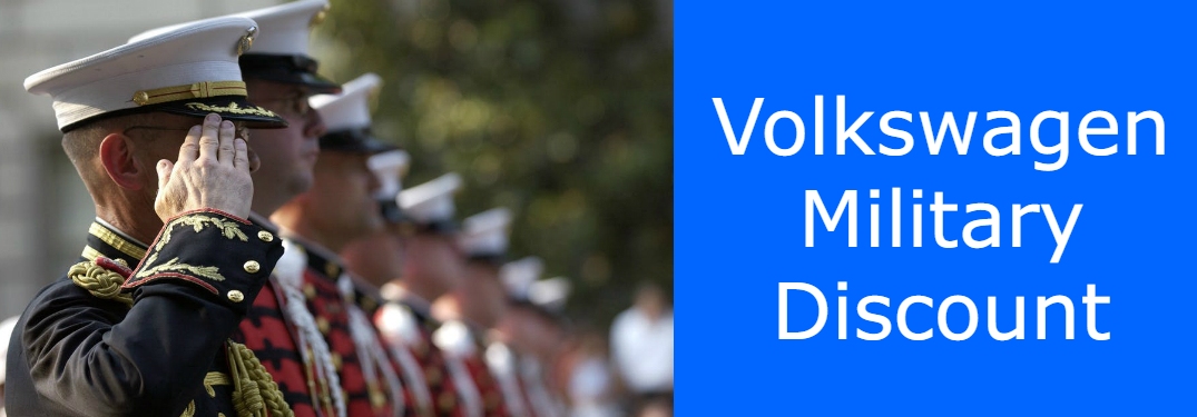 Volkswagen Military Discount title and soldiers saluting