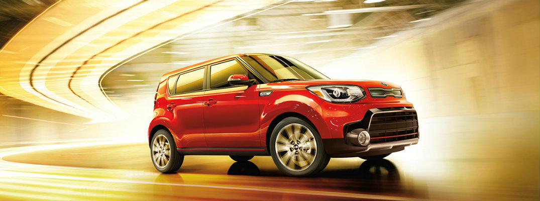 2018 Kia Soul on a gold background