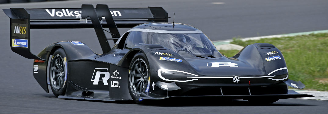 Volkswagen I.D. R Pikes Peak race car turning around track