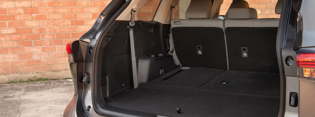 A photo of the cargo area in the back of the 2020 Toyota Highlander.