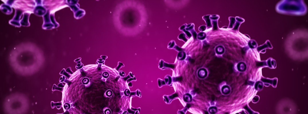 A stock photo illustration showing a representation of COVID-19.