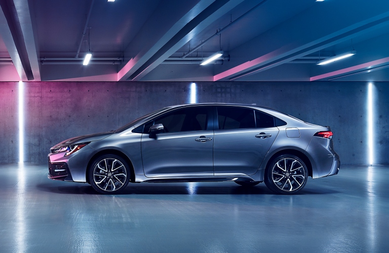 Side view of silver 2020 Toyota Corolla
