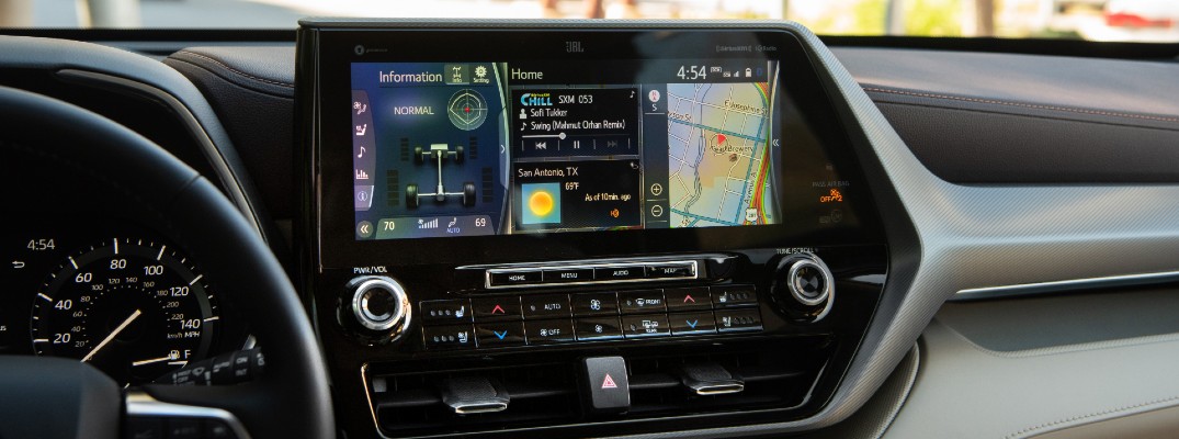 A photo of the touchscreen in a Toyota vehicle Wi-Fi.