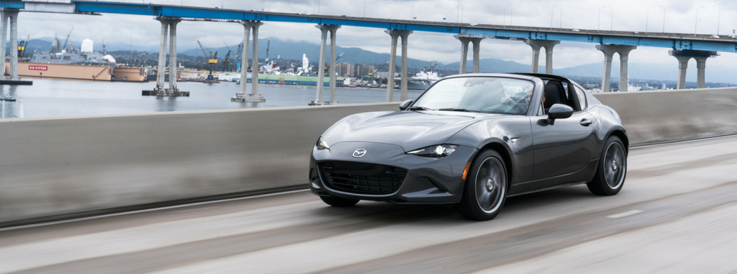 2019 Mazda MX-5 Miata RF Side View of Gray Exterior