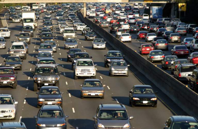many cars packed on highway