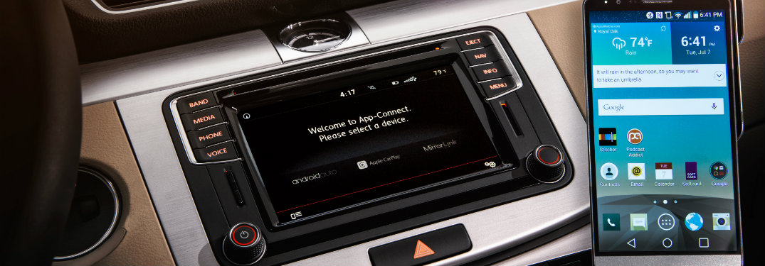 vw car net app connect screen and smartphone