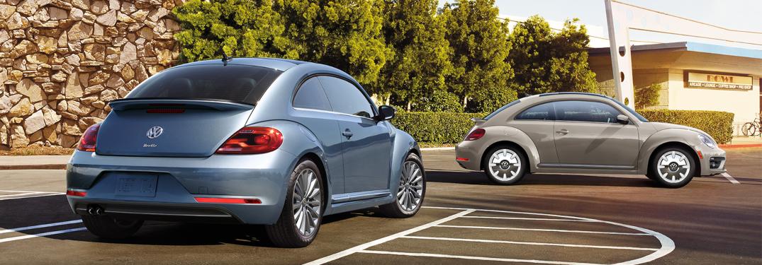 Two 2019 Volkswagen Beetle models parked in a lot