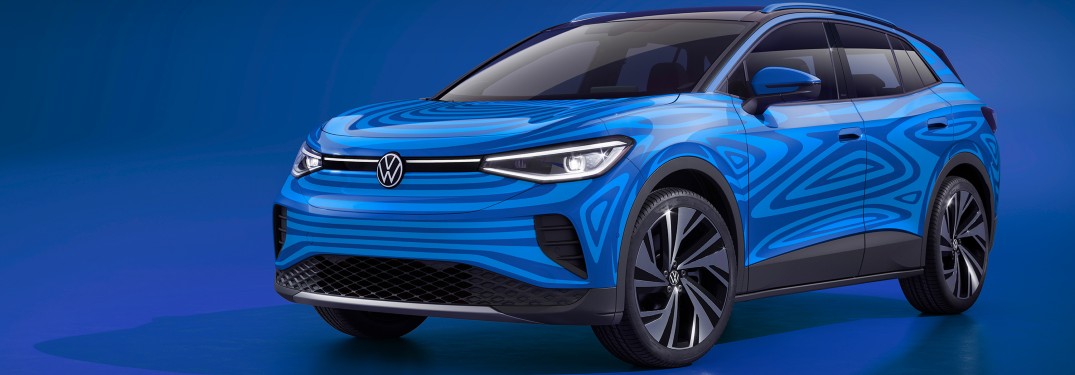 The concept image of a blue 2021 Volkswagen ID.4.