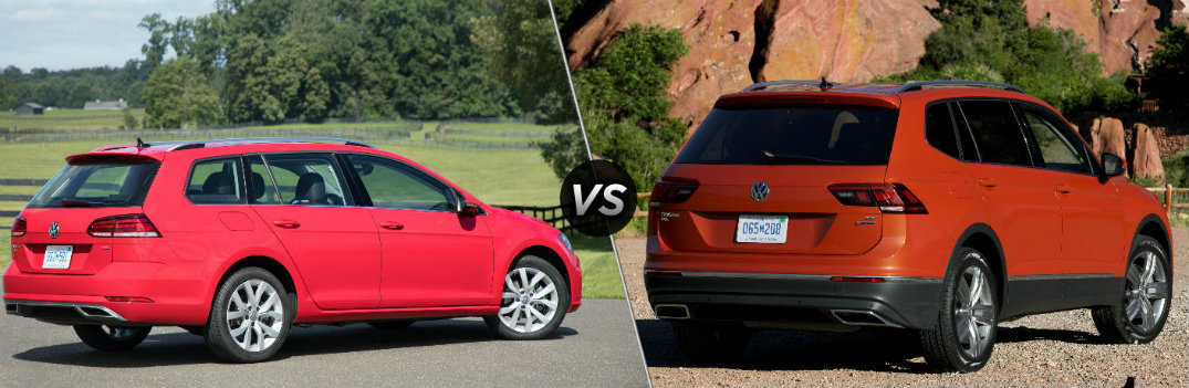 2018 Volkswagen Golf SportWagen vs 2018 Volkswagen Tiguan SEL Premium trunk cargo space comparison