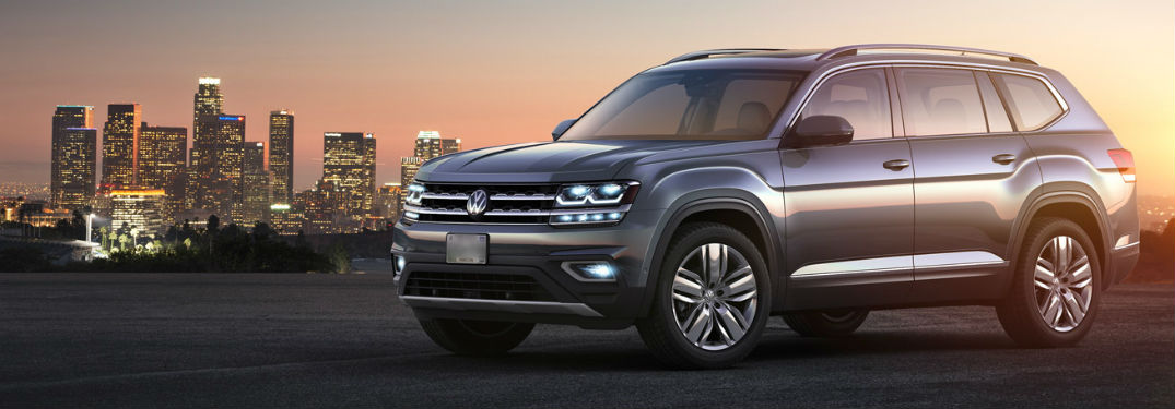 2018 VW Atlas exterior front fascia and drivers side with city background