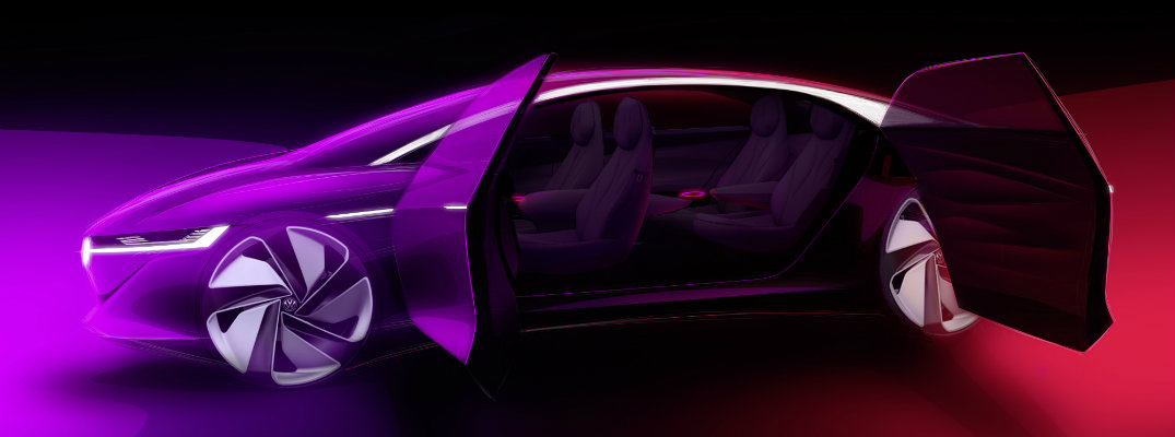 Volkswagen I.D. VIZZION electric concept car with doors open