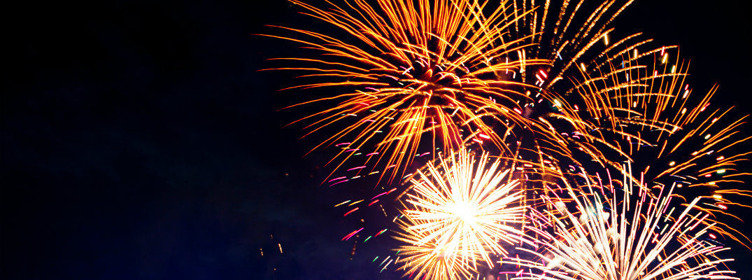 4th of July fireworks display colorful explosions in the night sky
