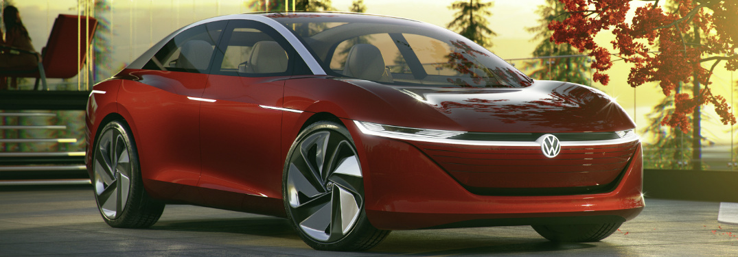 Front View of Red Volkswagen I.D. VIZZION