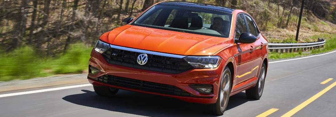 Front View of Orange 2019 VW Jetta