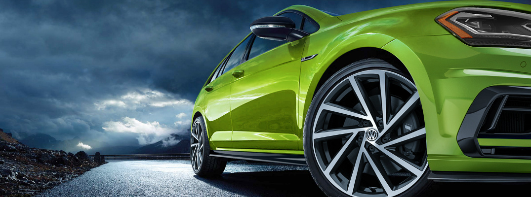 Close-up View of Green 2019 VW Golf R