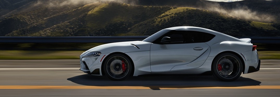 Side view of white 2020 Toyota GR Supra