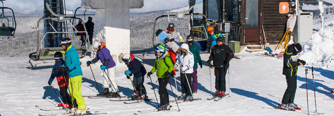 Skiers near ski lift