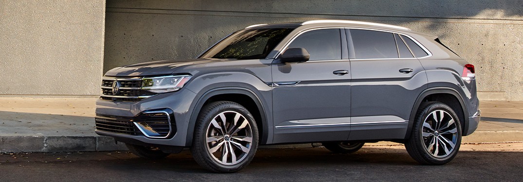 2021 Volkswagen Atlas Cross Sport gray parked on side of road in shadow