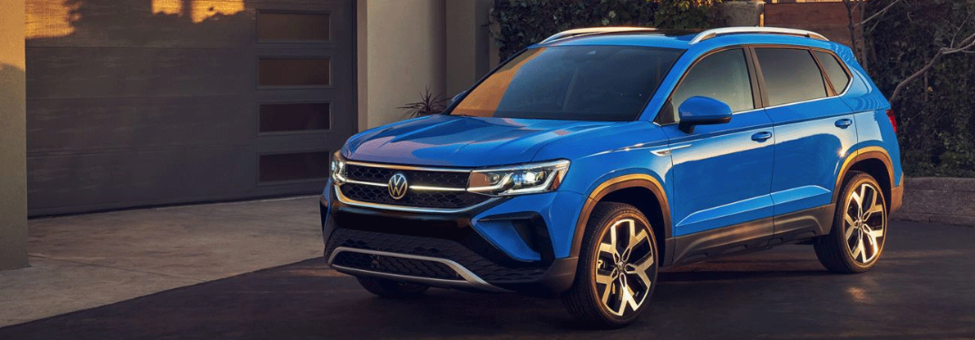 2022 Volkswagen Taos in front of a building
