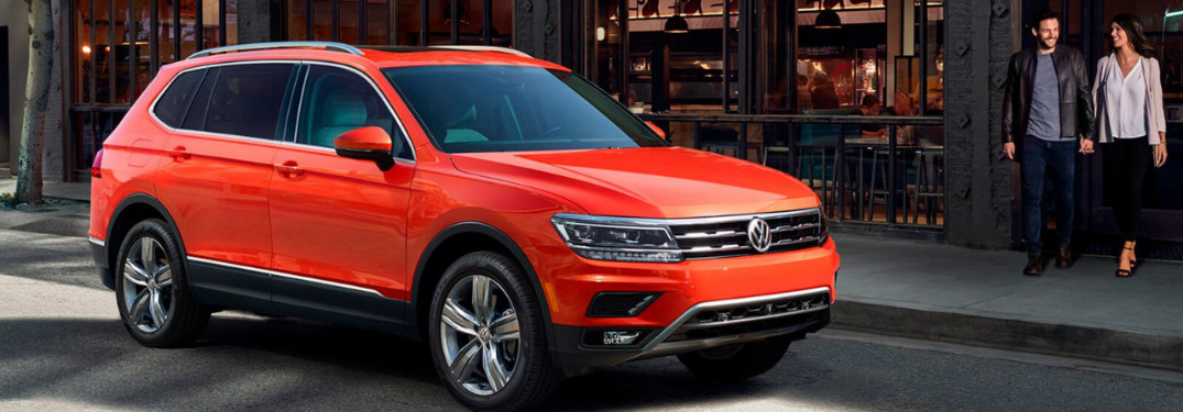 orange 2018 VW Tiguan front side view