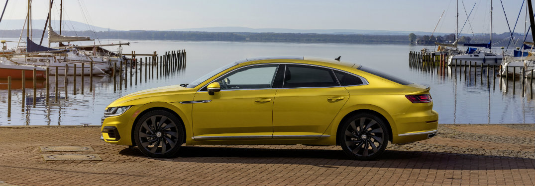 left side of gold volkswagen arteon