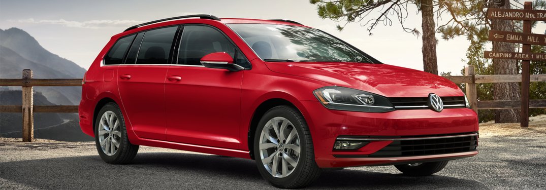 2019 Volkswagen Golf SportWagen parked on a mountain road