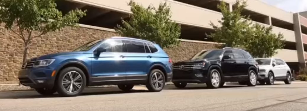 Three Volkswagen SUVs Parked in a Row
