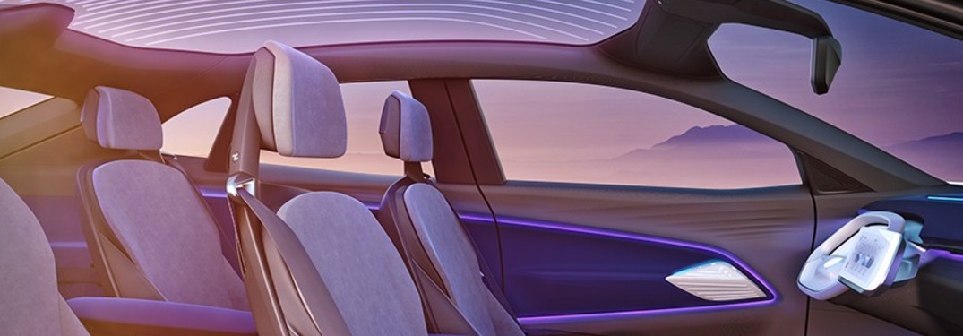 Volkswagen ID concept interior purple lighting thin seats