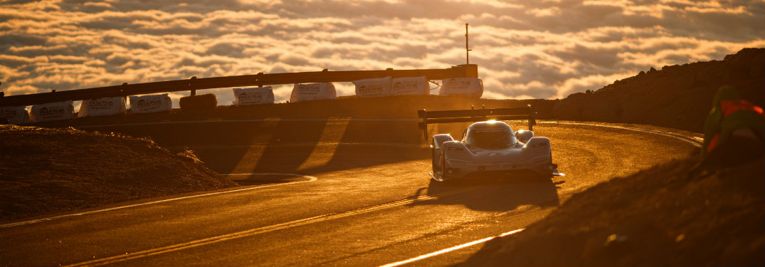 Volkswagen I.D. R Pikes Peak driving at sunset