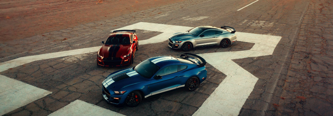 three 2020 Ford Mustang Shelby GT500 models