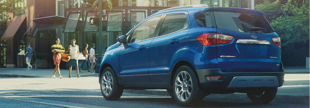 rear view of a blue 2020 Ford EcoSport