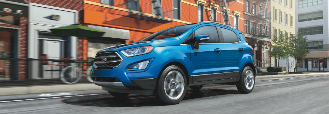 side view of a blue 2020 Ford EcoSport
