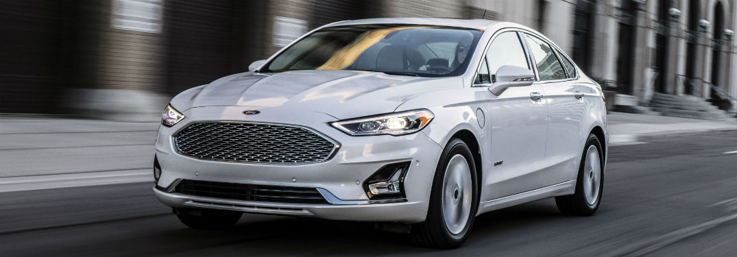 front view of a white 2020 Ford Fusion