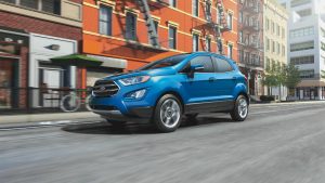 side view of a blue 2020 Ford EcoSport