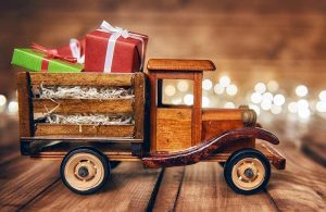 toy truck with Christmas presents