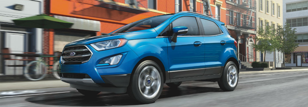 side view of a blue 2020 Ford EcoSport