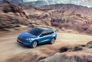 side view of a blue 2020 Ford Escape