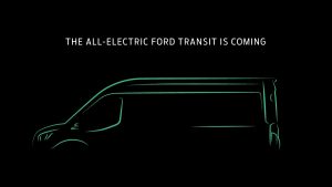green neon outline of a 2022 Ford Transit