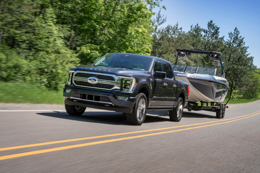 2021 Ford F-150 towing a boat